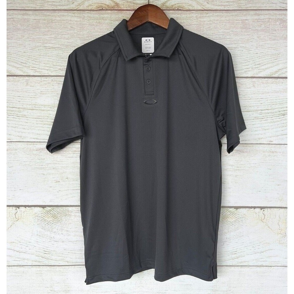Oakley Golf Polo Shirt Mens Small Iconic SS Golf Polo Shirt Uniform Grey New